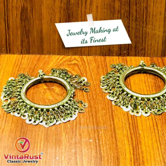 Single Vintage Kuchi Bangle Bracelet: Afghan Tribal Jewelry with Tassels - Picture 13 of 13